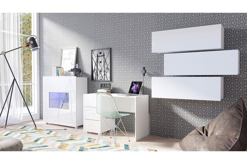 Olohuoneen kalustepaketti Calabrini - Harmaa / Valkoinen - Huonekalut - Kalustesetit - Olohuoneen kalustesetit