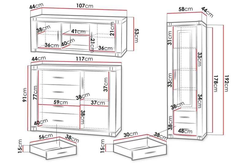 Olohuoneen kalustepaketti Dallas - Tammi - Huonekalut - Kalustesetit - Olohuoneen kalustesetit