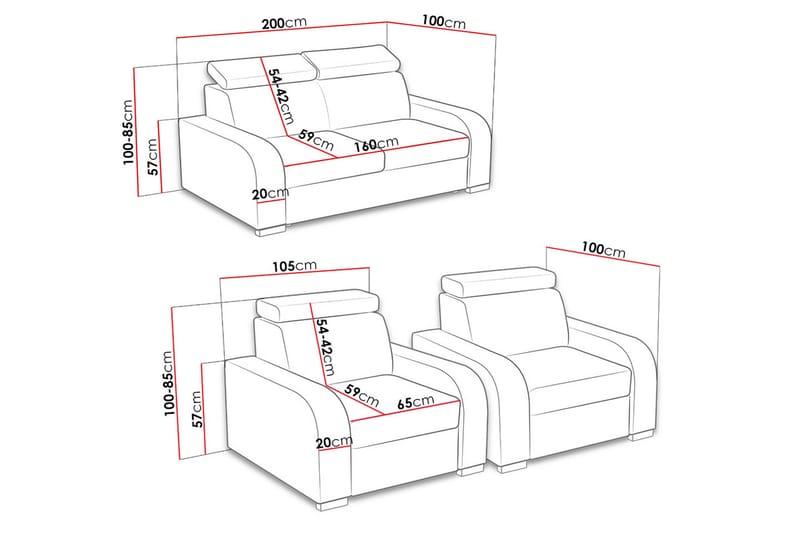 Olohuoneen kalustepaketti Oslo - Huonekalut - Kalustesetit - Olohuoneen kalustesetit