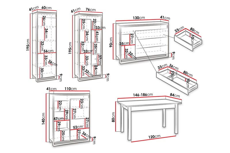 Olohuoneen kalustepaketti Quant - Tammi/Musta - Huonekalut - Kalustesetit - Olohuoneen kalustesetit