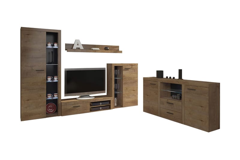 Olohuoneen kalustepaketti Rumba - Beige / Ruskea - Huonekalut - Kalustesetit - Olohuoneen kalustesetit