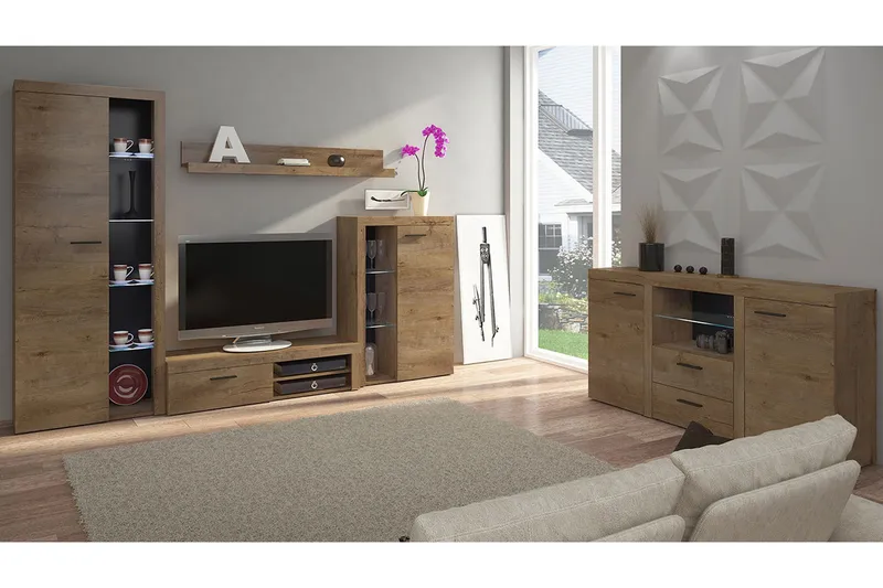 Olohuoneen kalustepaketti Rumba, Beige / Ruskea