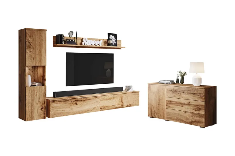 Olohuoneen kalustesetti Carvin Luonnonväri - Luonnonväri - Huonekalut - Kalustesetit - Olohuoneen kalustesetit