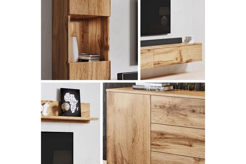 Olohuoneen kalustesetti Carvin Luonnonväri - Luonnonväri - Huonekalut - Kalustesetit - Olohuoneen kalustesetit