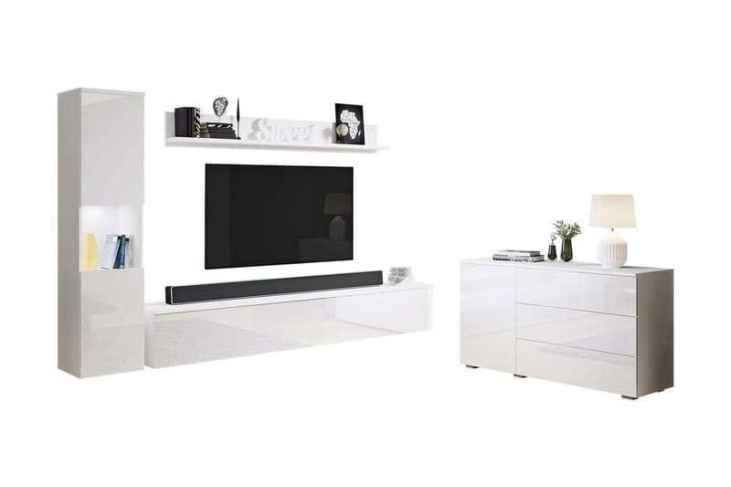 Olohuoneen kalustesetti Carvin Valkoinen - Valkoinen - Huonekalut - Kalustesetit - Olohuoneen kalustesetit