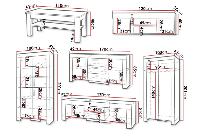 Olohuoneen kalustesetti Cezar - Beige/Ruskea - Huonekalut - Kalustesetit - Olohuoneen kalustesetit