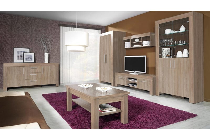 Olohuoneen kalustesetti Cezar - Beige/Ruskea - Huonekalut - Kalustesetit - Olohuoneen kalustesetit