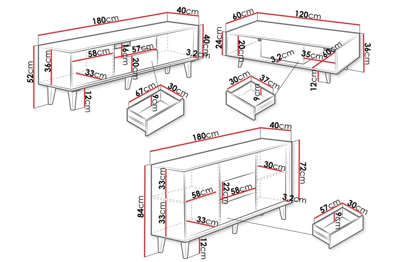Olohuoneen kalustesetti Kintore - Ruskea - Huonekalut - Kalustesetit - Olohuoneen kalustesetit