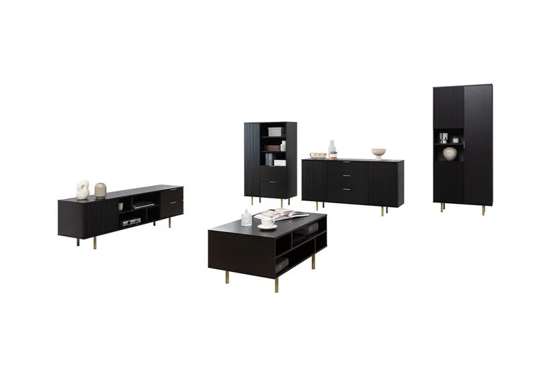 Olohuoneen kalustesetti Staffin, Musta