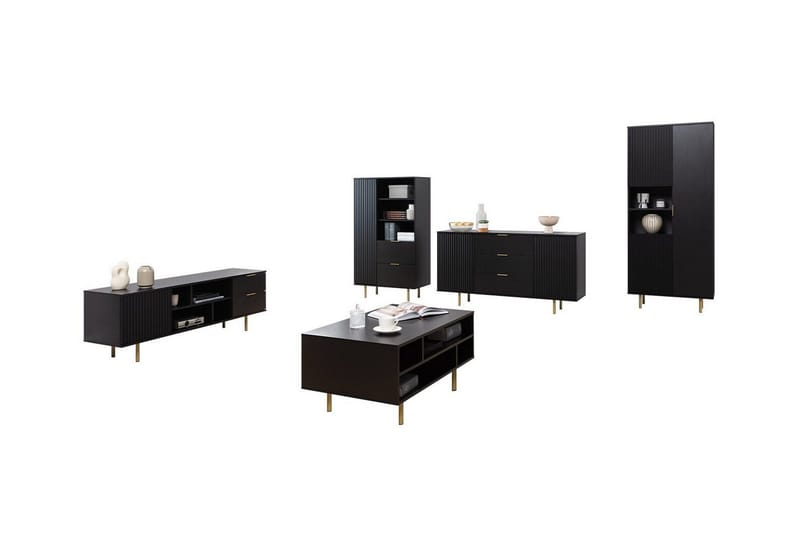 Olohuoneen kalustesetti Staffin, Musta