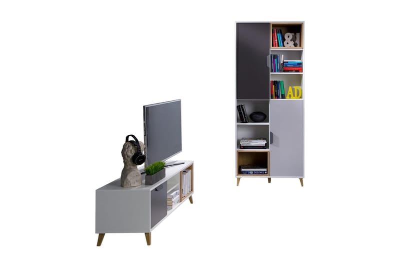 Olohuoneen kalustesetti Takeshi - Vihreä/Harmaa - Huonekalut - Kalustesetit - Olohuoneen kalustesetit