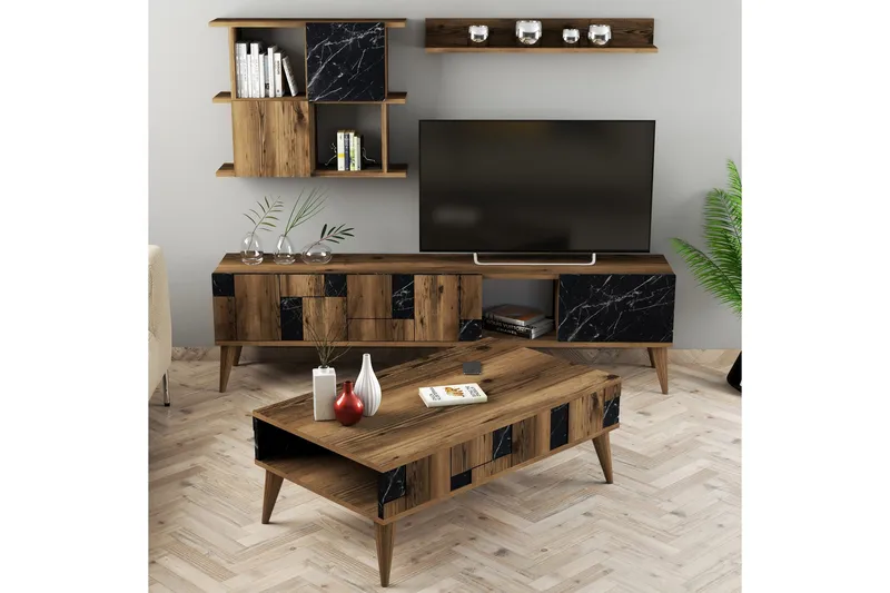 Olohuonesetti Moyano 180 cm, Tummanruskea/Musta