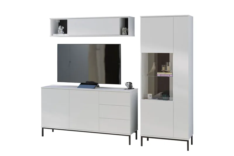 Olohuonesetti Quertas LED-valaistus 4 Osaa Valkoinen LED - Valkoinen - Huonekalut - Kalustesetit - Olohuoneen kalustesetit