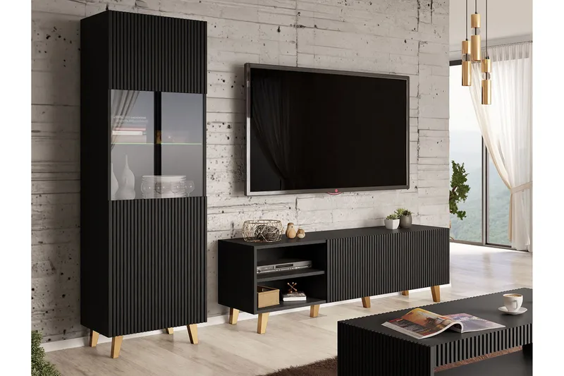 Strontian Möbelset För Vardagsrum Scandinavian Choice Black - Huonekalut - Kalustesetit - Olohuoneen kalustesetit