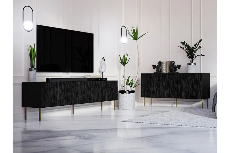 Strontian Möbelset För Vardagsrum Scandinavian Choice Black - Huonekalut - Kalustesetit - Olohuoneen kalustesetit