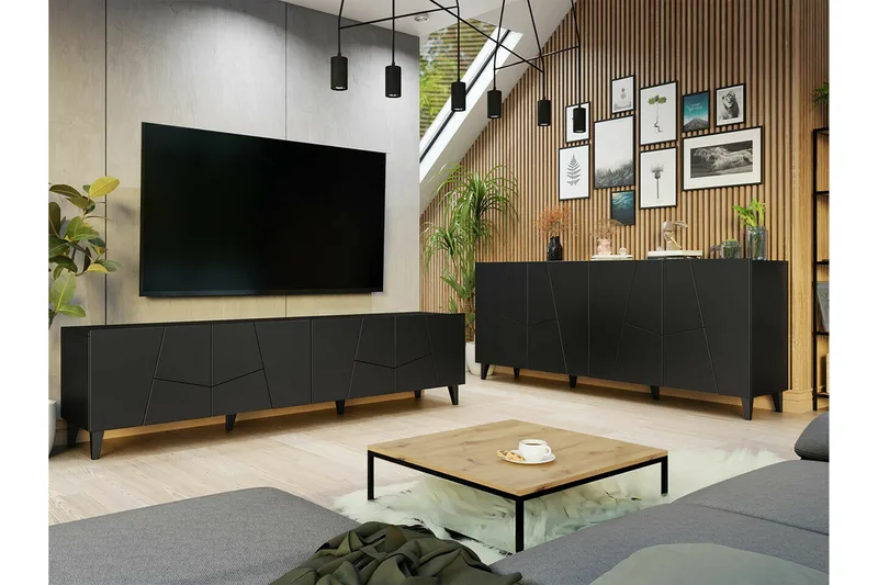 Strontian Möbelset För Vardagsrum Scandinavian Choice Black - Huonekalut - Kalustesetit - Olohuoneen kalustesetit