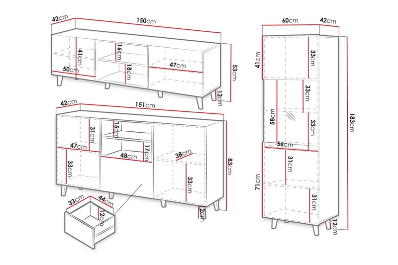 Strontian Möbelset För Vardagsrum Scandinavian Choice Black - Huonekalut - Kalustesetit - Olohuoneen kalustesetit