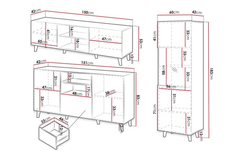Strontian Möbelset För Vardagsrum Scandinavian Choice Black - Huonekalut - Kalustesetit - Olohuoneen kalustesetit