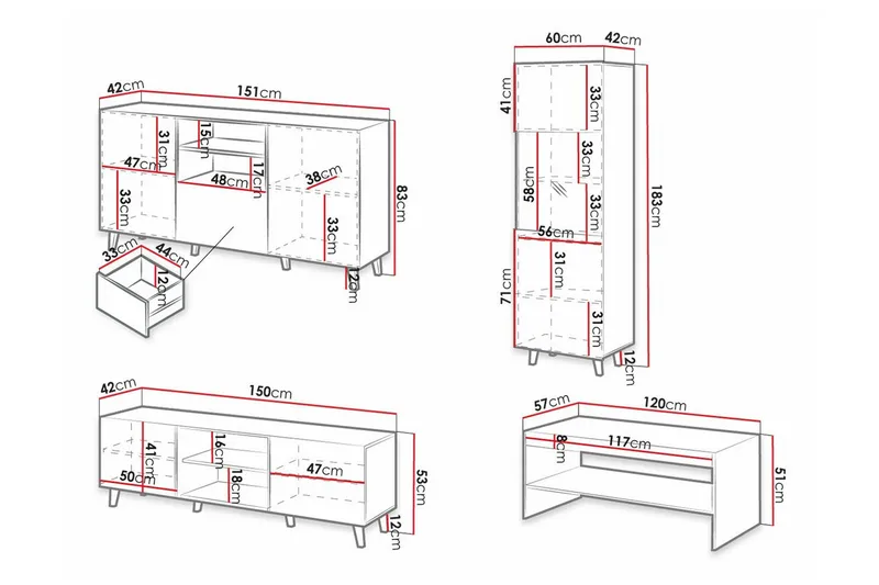 Strontian Möbelset För Vardagsrum Scandinavian Choice Black - Huonekalut - Kalustesetit - Olohuoneen kalustesetit