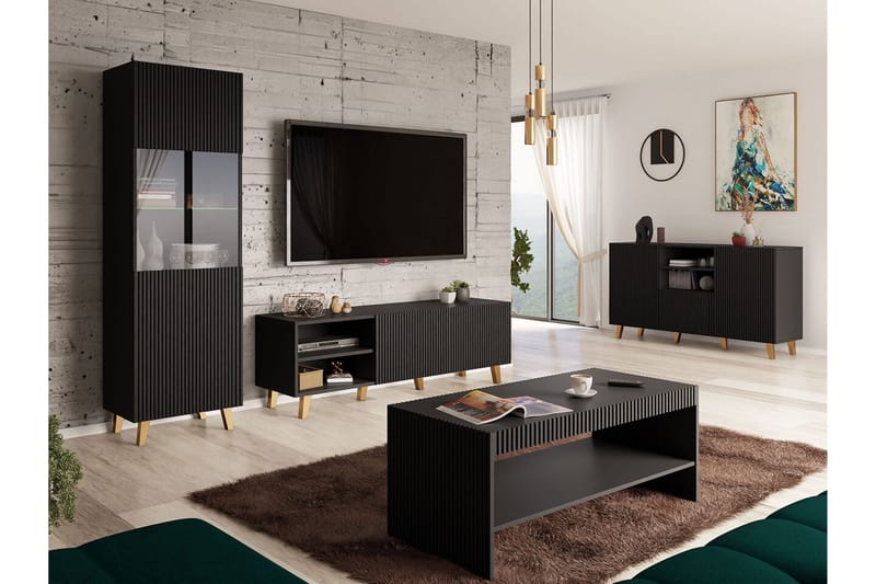 Strontian Möbelset För Vardagsrum Scandinavian Choice Black - Huonekalut - Kalustesetit - Olohuoneen kalustesetit