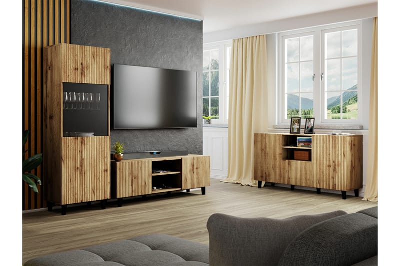 Strontian Möbelset För Vardagsrum Scandinavian Choice Black - Huonekalut - Kalustesetit - Olohuoneen kalustesetit