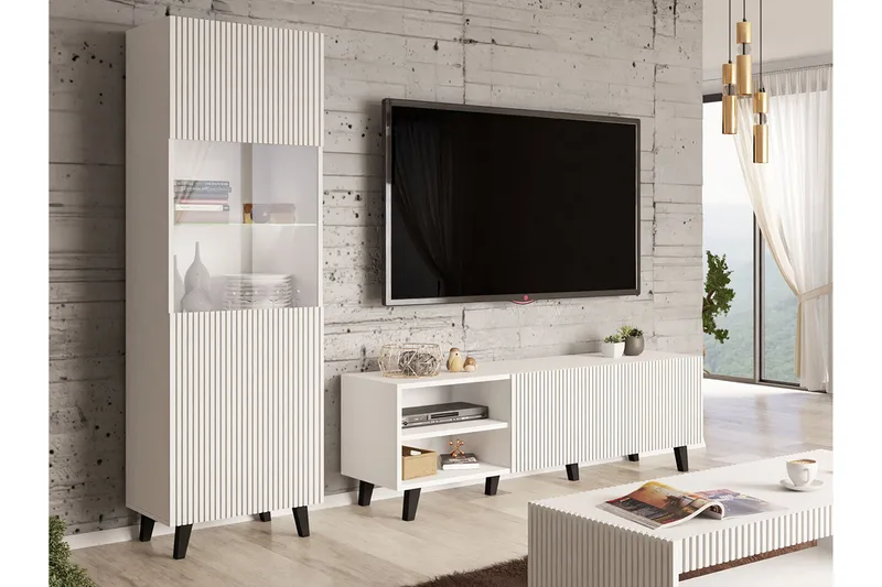 Strontian Möbelset För Vardagsrum Scandinavian Choice White - Huonekalut - Kalustesetit - Olohuoneen kalustesetit