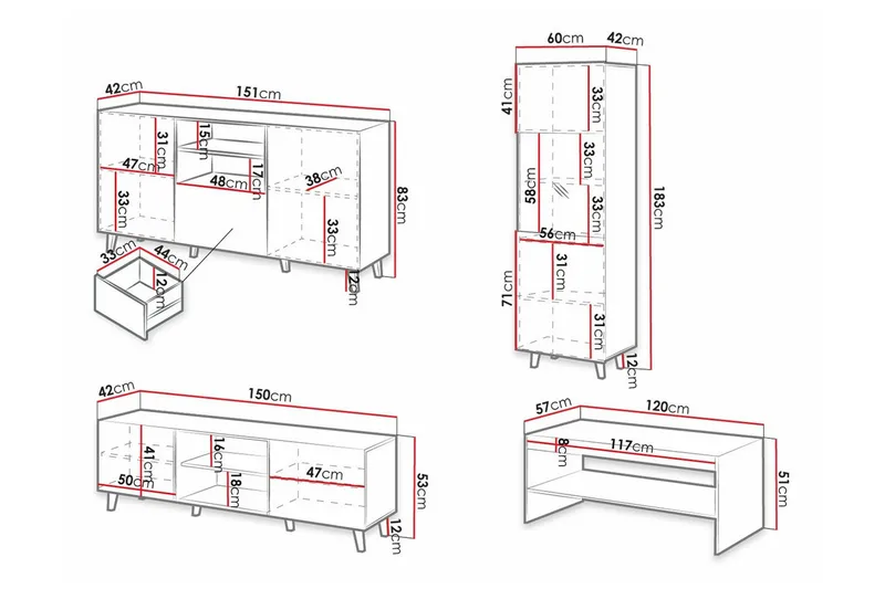 Strontian Möbelset För Vardagsrum Scandinavian Choice White - Huonekalut - Kalustesetit - Olohuoneen kalustesetit