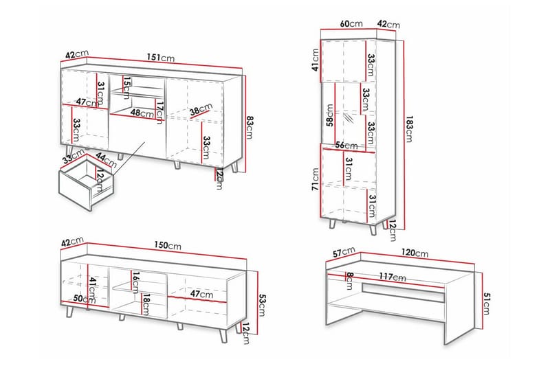 Strontian Möbelset För Vardagsrum Scandinavian Choice White - Huonekalut - Kalustesetit - Olohuoneen kalustesetit