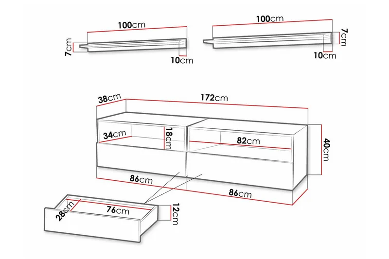 Summerville Möbelset För Vardagsrum White - Huonekalut - Kalustesetit - Olohuoneen kalustesetit