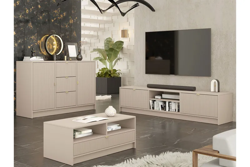 Olohuoneen kalustesetti Kintore - Beige - Huonekalut - Kalustesetit - Olohuoneen kalustesetit