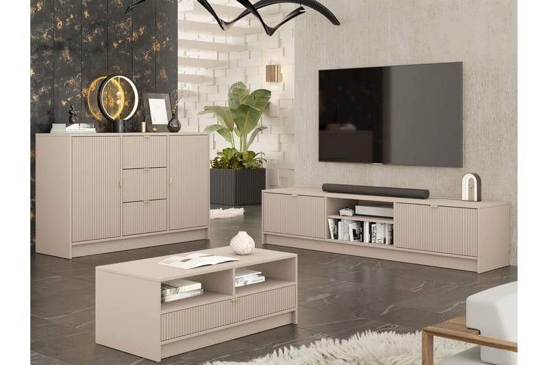 Olohuoneen kalustesetti Kintore - Beige - Huonekalut - Kalustesetit - Olohuoneen kalustesetit