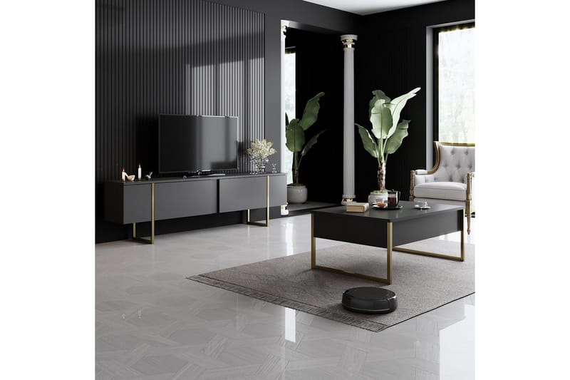 Olohuoneen kalustesetti Masafumie-setti Antrasiitti / Kulta - Antrasiitti / Kulta - Huonekalut - Kalustesetit - Olohuoneen kalustesetit