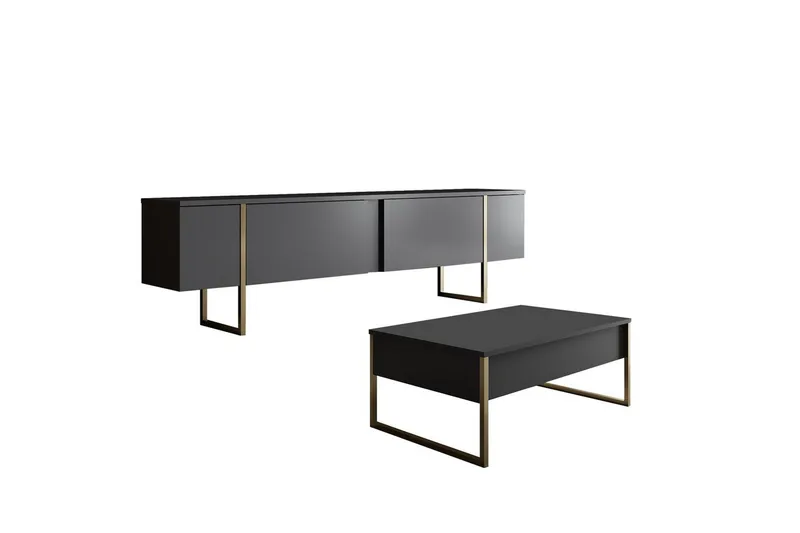 Olohuoneen kalustesetti Masafumie-setti Antrasiitti / Kulta - Antrasiitti / Kulta - Huonekalut - Kalustesetit - Olohuoneen kalustesetit