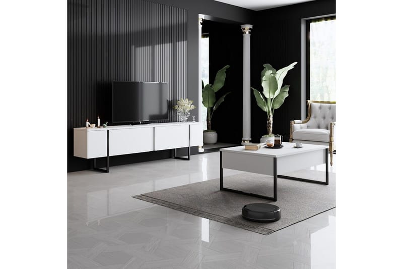 Olohuoneen kalustesetti Masafumie-setti Valkoinen / Musta - Valkoinen / Musta - Huonekalut - Kalustesetit - Olohuoneen kalustesetit