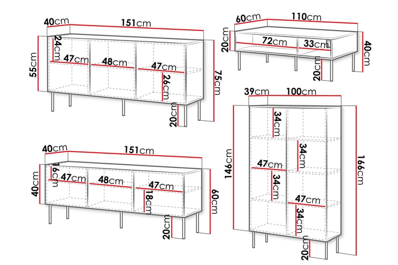 Olohuonekalustesetti Laholm - Valkoinen - Huonekalut - Kalustesetit - Olohuoneen kalustesetit
