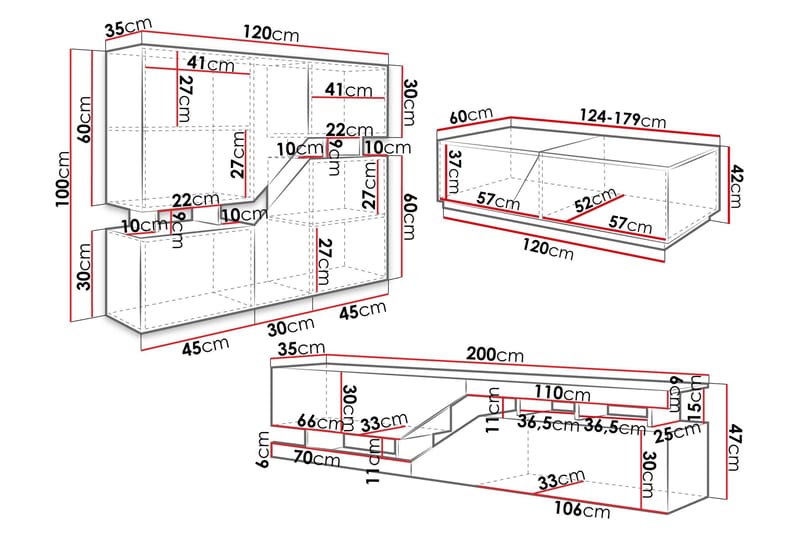 Olohuonekalustesetti Perdioni - Valkoinen - Huonekalut - Kalustesetit - Olohuoneen kalustesetit
