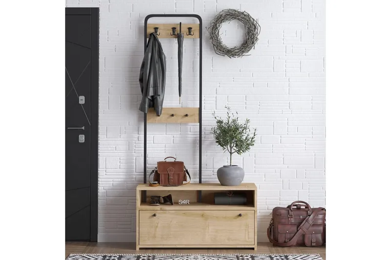 Orlis Eteiskalustesetti - Pähkinä/Musta - Huonekalut - Kalustesetit - Eteisen kalustesetit