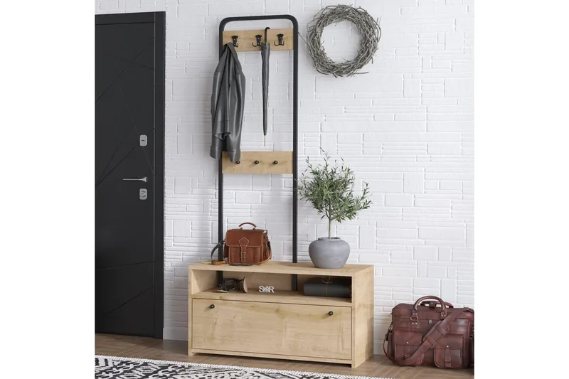 Orlis Eteiskalustesetti - Pähkinä/Musta - Huonekalut - Kalustesetit - Eteisen kalustesetit