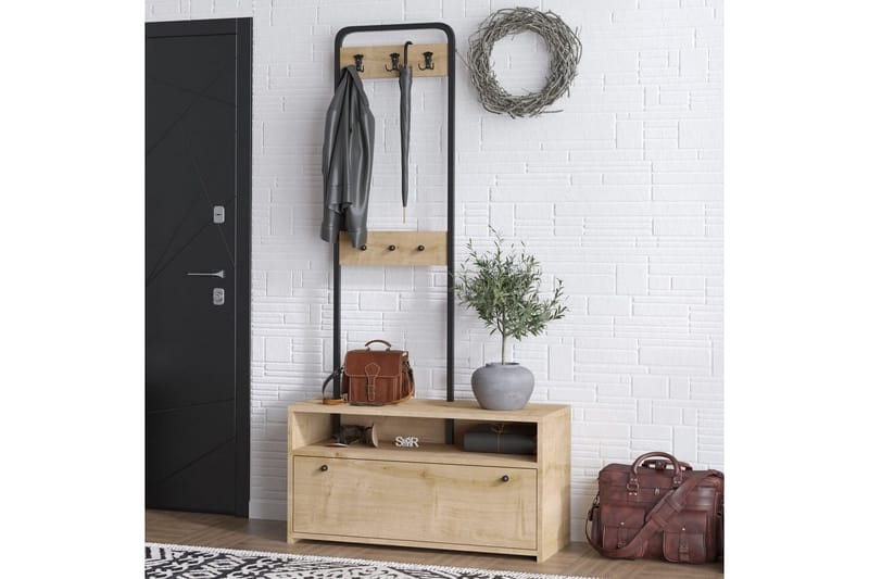 Orlis Eteiskalustesetti - Pähkinä/Musta - Huonekalut - Kalustesetit - Eteisen kalustesetit