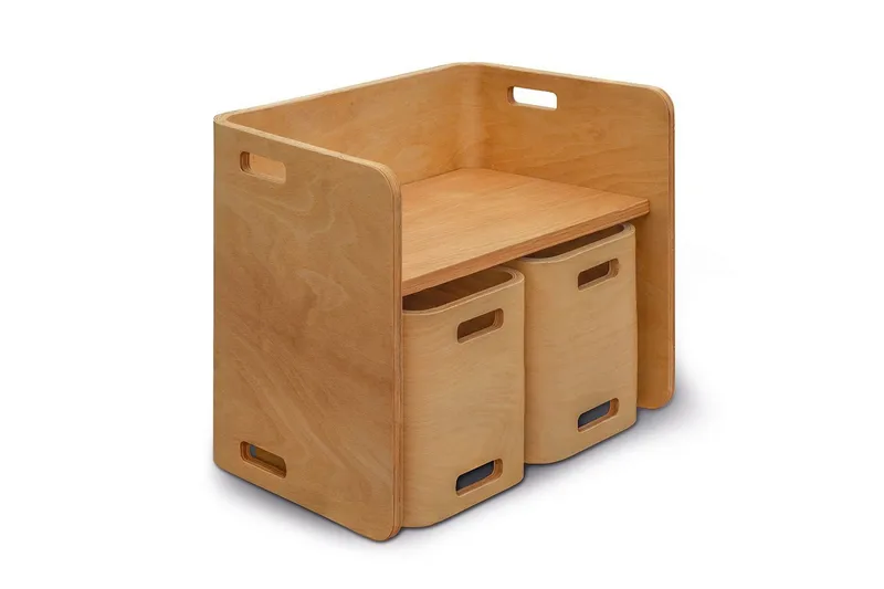 Pöytä- ja tuolisetti (3 osaa) Miraeny Luonnollinen - Luonnollinen - Huonekalut - Lasten kalusteet - Lasten pöydät