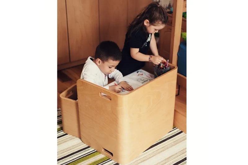 Pöytä- ja tuolisetti (3 osaa) Miraeny Luonnollinen - Luonnollinen - Huonekalut - Lasten kalusteet - Lasten pöydät