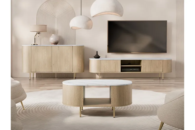 Pantego-Huonekalusetti Olohuoneeseen - Ruskea - Huonekalut - Kalustesetit - Olohuoneen kalustesetit