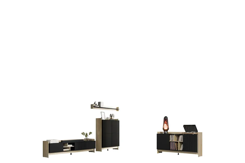 Polina Huonekalusetti Olohuoneeseen, Ruskea / Musta