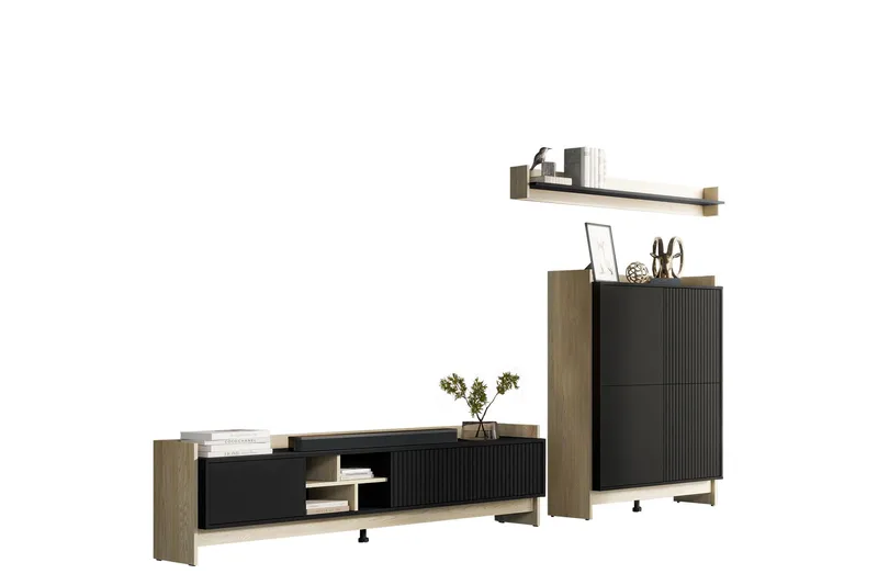 Polina Huonekalusetti Olohuoneeseen, Ruskea / Musta