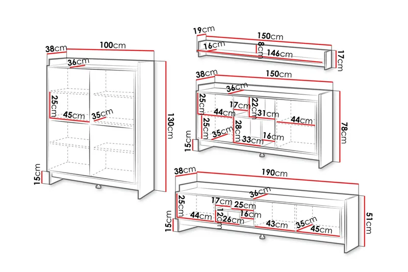 Polina Huonekalusetti Olohuoneeseen - Ruskea / Musta - Huonekalut - Kalustesetit - Olohuoneen kalustesetit