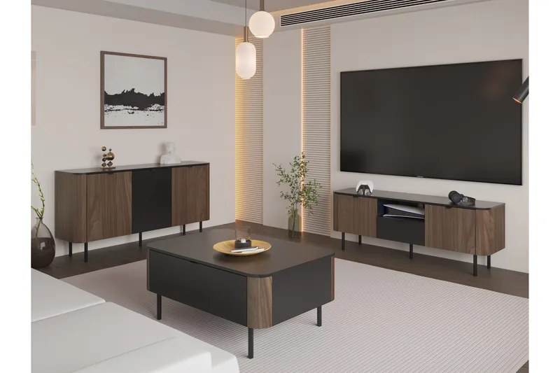 Pollena-Huonekalusetti Olohuoneeseen - Ruskea - Huonekalut - Kalustesetit - Olohuoneen kalustesetit