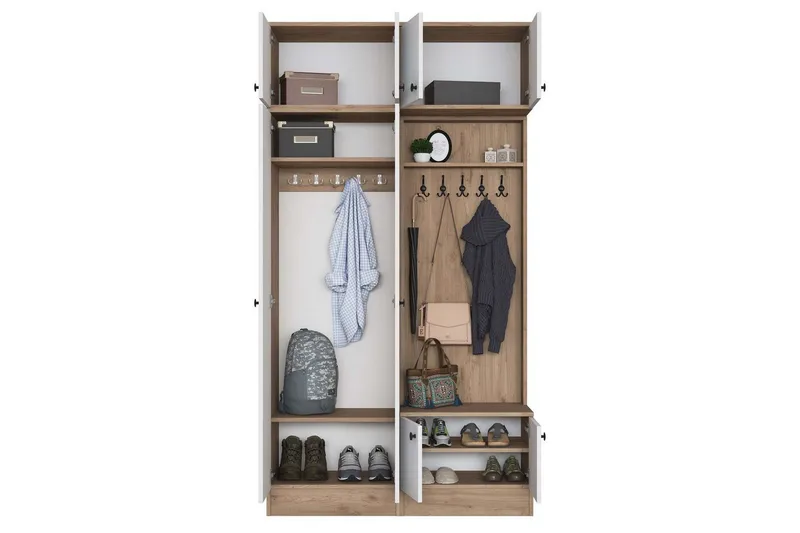 Quorra Eteiskalustesetti - Pähkinä/Valkoinen - Huonekalut - Kalustesetit - Eteisen kalustesetit