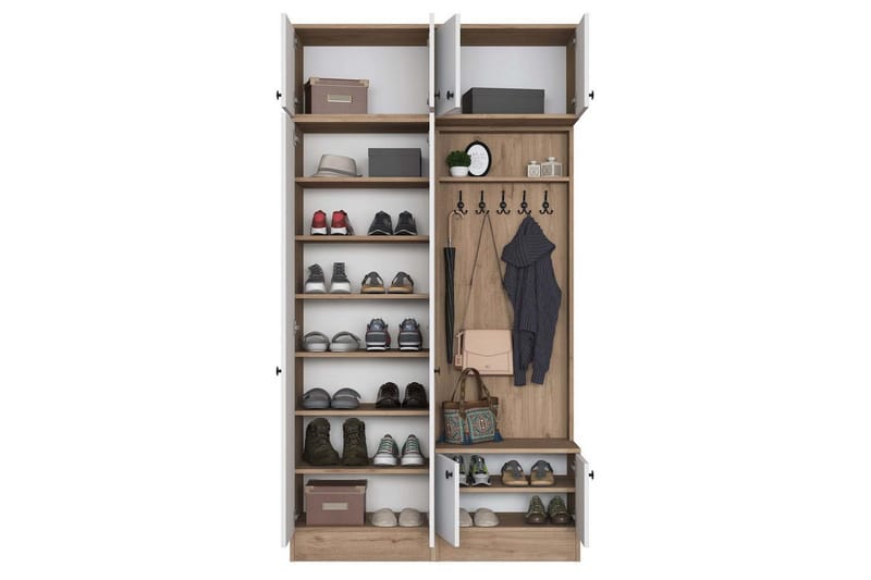 Quorra Eteiskalustesetti - Pähkinä/Valkoinen - Huonekalut - Kalustesetit - Eteisen kalustesetit