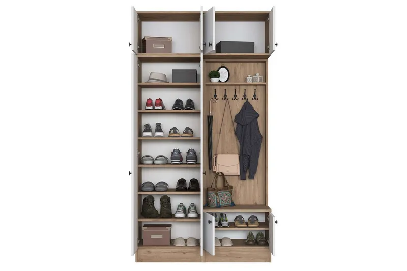 Quorra Eteiskalustesetti - Pähkinä/Valkoinen - Huonekalut - Kalustesetit - Eteisen kalustesetit