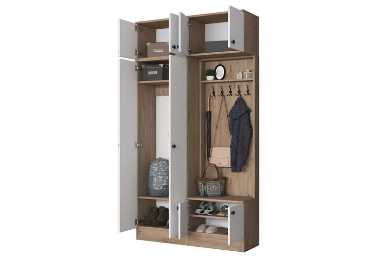 Quorra Eteiskalustesetti - Pähkinä/Valkoinen - Huonekalut - Kalustesetit - Eteisen kalustesetit